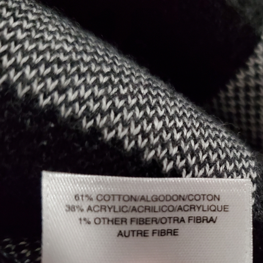 NWOT Anne Klein Open Cardigan B&W dark grey black and white plaid sweater - Picture 3 of 6